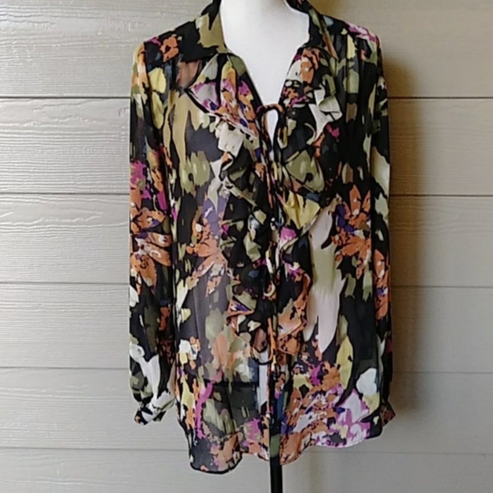 Cabi sheer top with tie string front